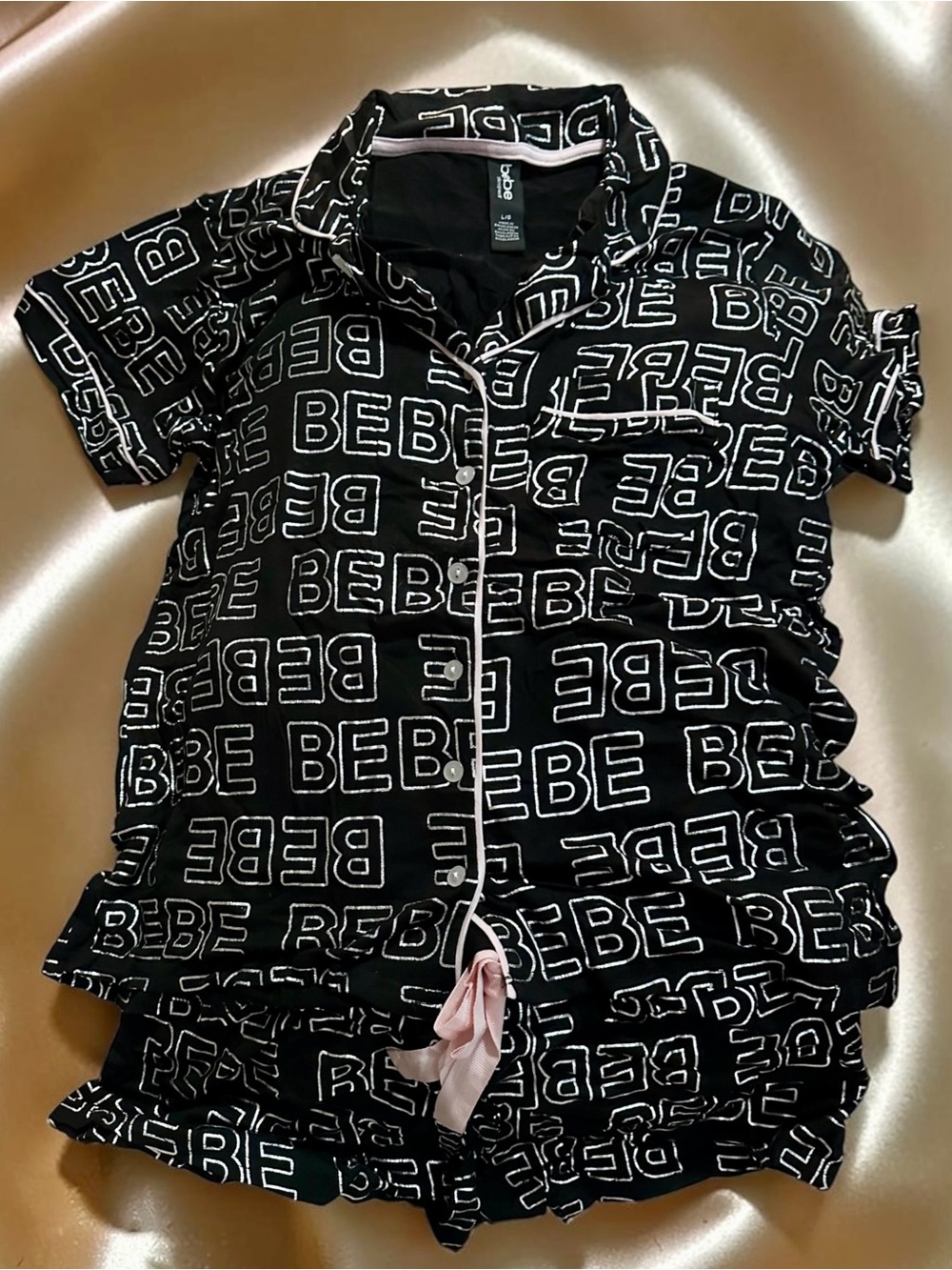 Bebe NWT Pajama Short Sleeve Top & Matching Shorts